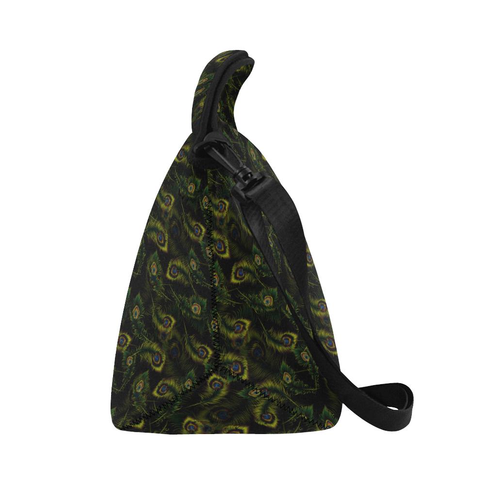 Peacock Feather Pattern Design Print Neoprene Lunch Bag (Model 1669)(Large)-JTAMIGO.COM