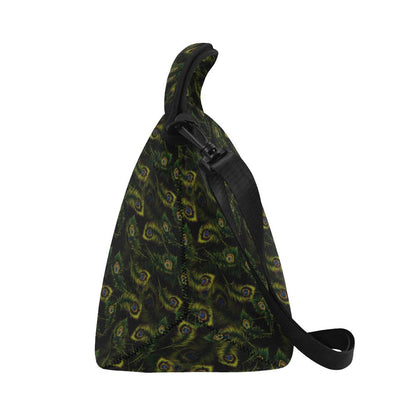 Peacock Feather Pattern Design Print Neoprene Lunch Bag (Model 1669)(Large)-JTAMIGO.COM