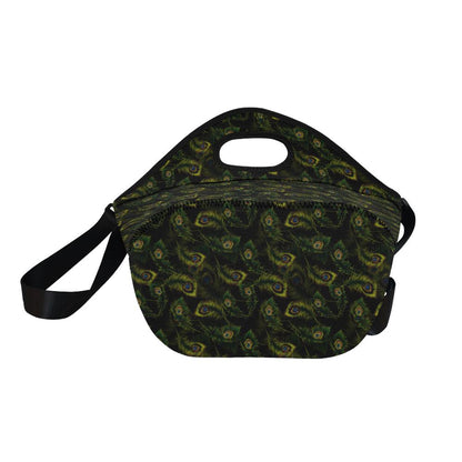 Peacock Feather Pattern Design Print Neoprene Lunch Bag (Model 1669)(Large)-JTAMIGO.COM