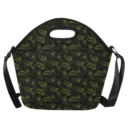 Peacock Feather Pattern Design Print Neoprene Lunch Bag (Model 1669)(Large)-JTAMIGO.COM