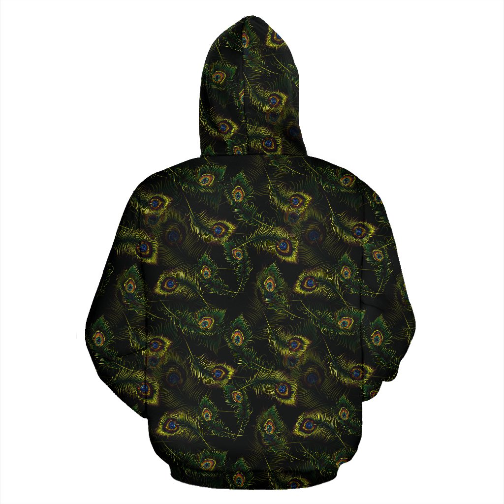 Peacock Feather Pattern Design Print Pullover Hoodie