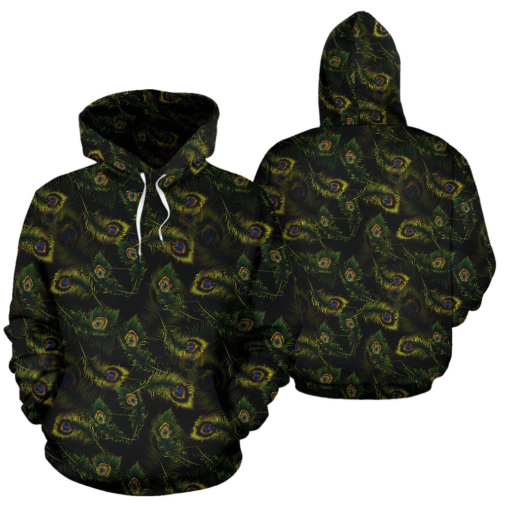 Peacock Feather Pattern Design Print Pullover Hoodie