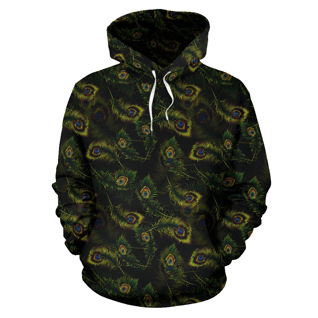 Peacock Feather Pattern Design Print Pullover Hoodie