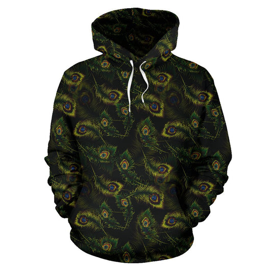 Peacock Feather Pattern Design Print Pullover Hoodie