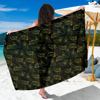 Peacock Feather Pattern Design Print Sarong Pareo Wrap