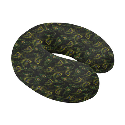 Peacock Feather Pattern Design Print U-Shaped Travel Neck Pillow-JTAMIGO.COM