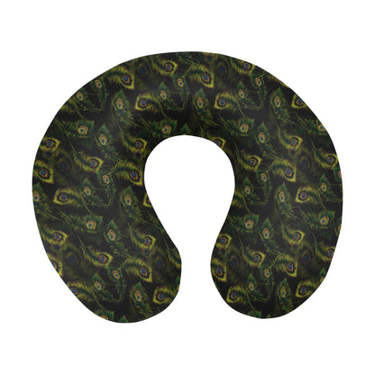 Peacock Feather Pattern Design Print U-Shaped Travel Neck Pillow-JTAMIGO.COM