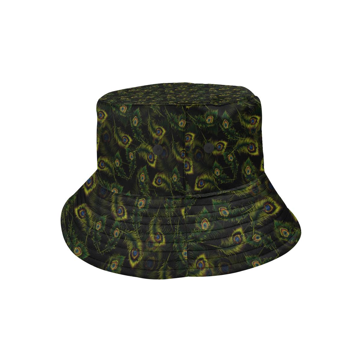 Peacock Feather Pattern Design Print Unisex Bucket Hat