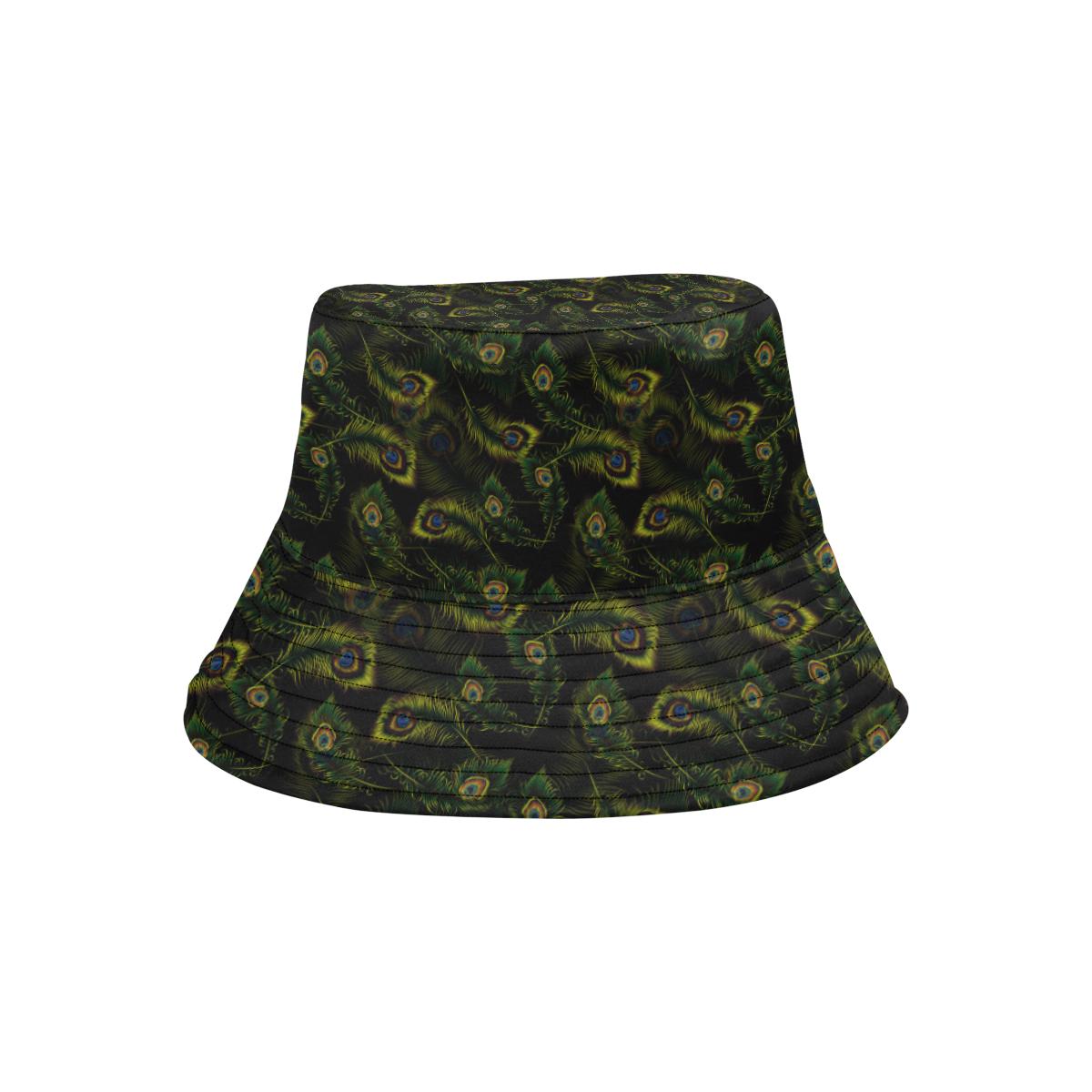 Peacock Feather Pattern Design Print Unisex Bucket Hat