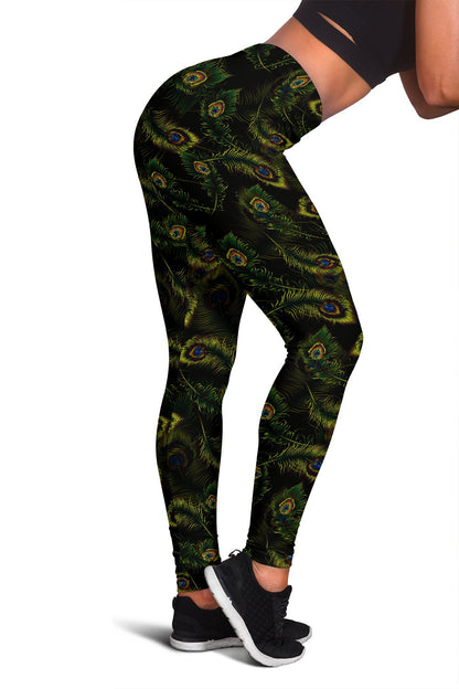 Peacock Feather Pattern Design Print Women Leggings