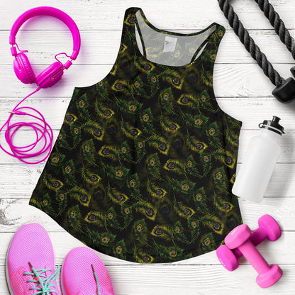 Peacock Feather Pattern Design Print Women Racerback Tank Top