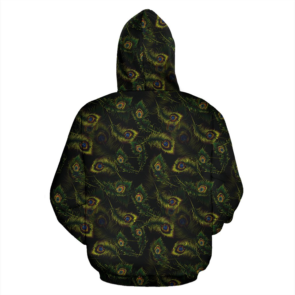 Peacock Feather Pattern Design Print Zip Up Hoodie