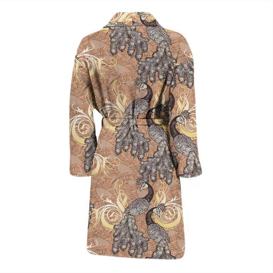 Peacock Pattern Print Design A05 Men Bathrobe-JORJUNE.COM