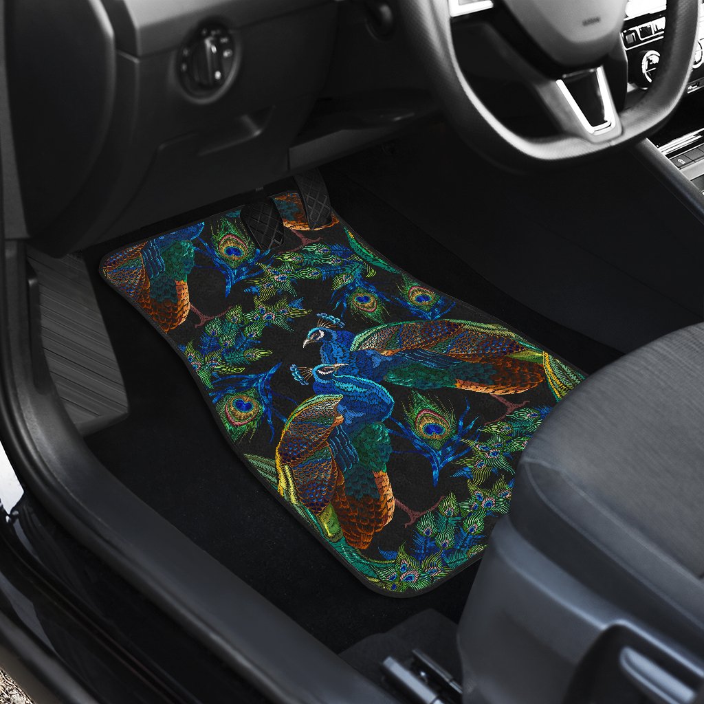 Peacock Themed Design Print Car Floor Mats