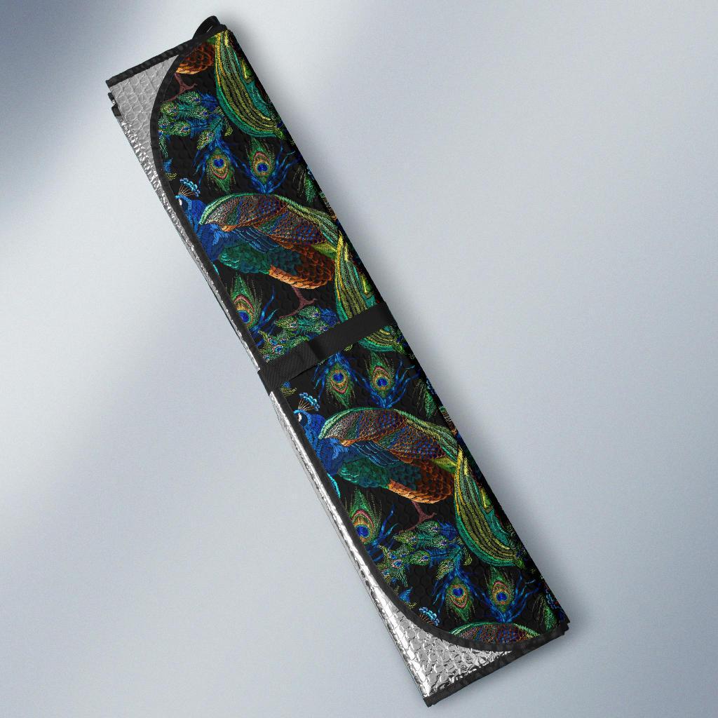 Peacock Themed Design Print Car Sun Shade For Windshield