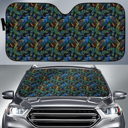 Peacock Themed Design Print Car Sun Shade For Windshield