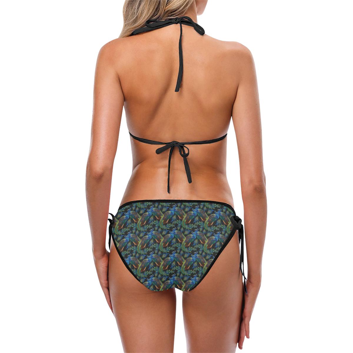 Peacock Themed Design Print Custom Bikini Swimsuit (Model S01)-JTAMIGO.COM