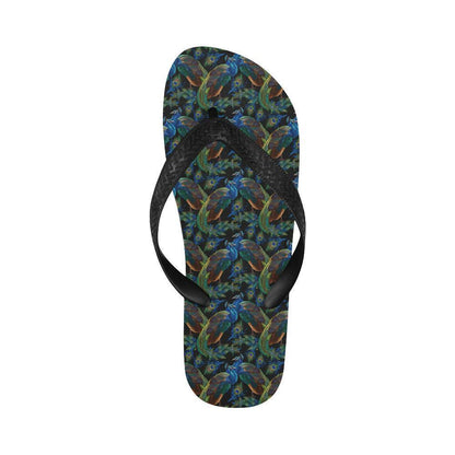 Peacock Themed Design Print Flip Flops-JTAMIGO.COM