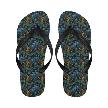 Peacock Themed Design Print Flip Flops-JTAMIGO.COM