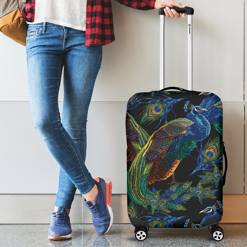 Peacock Themed Design Print Luggage Cover Protector