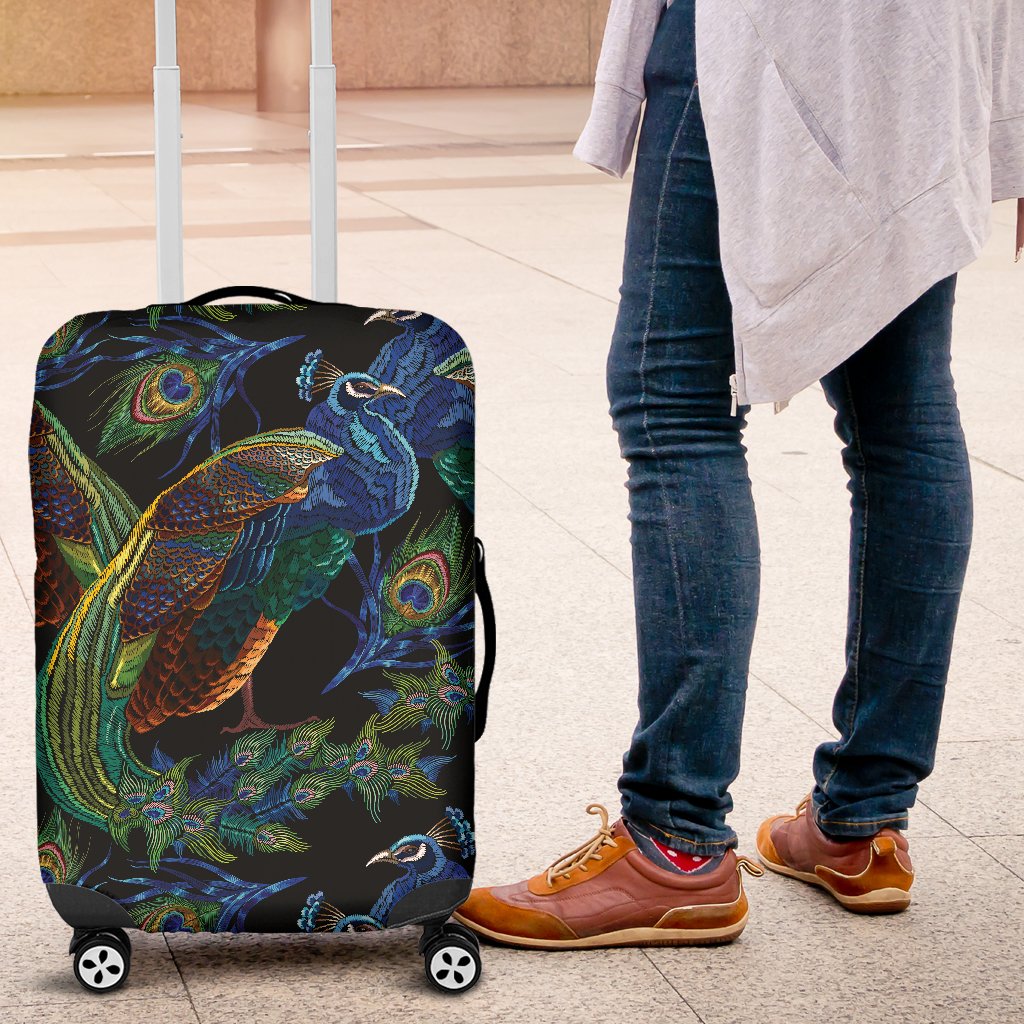 Peacock Themed Design Print Luggage Cover Protector