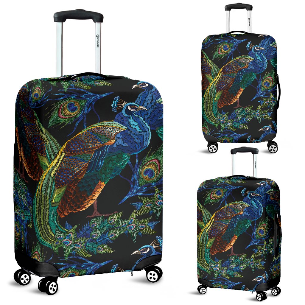 Peacock Themed Design Print Luggage Cover Protector