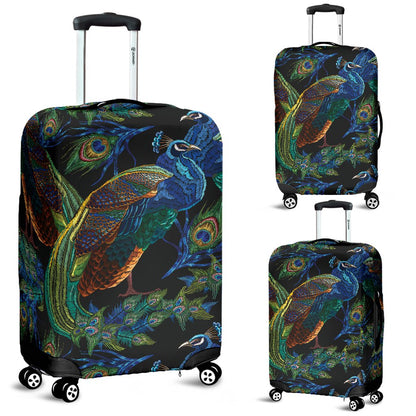 Peacock Themed Design Print Luggage Cover Protector