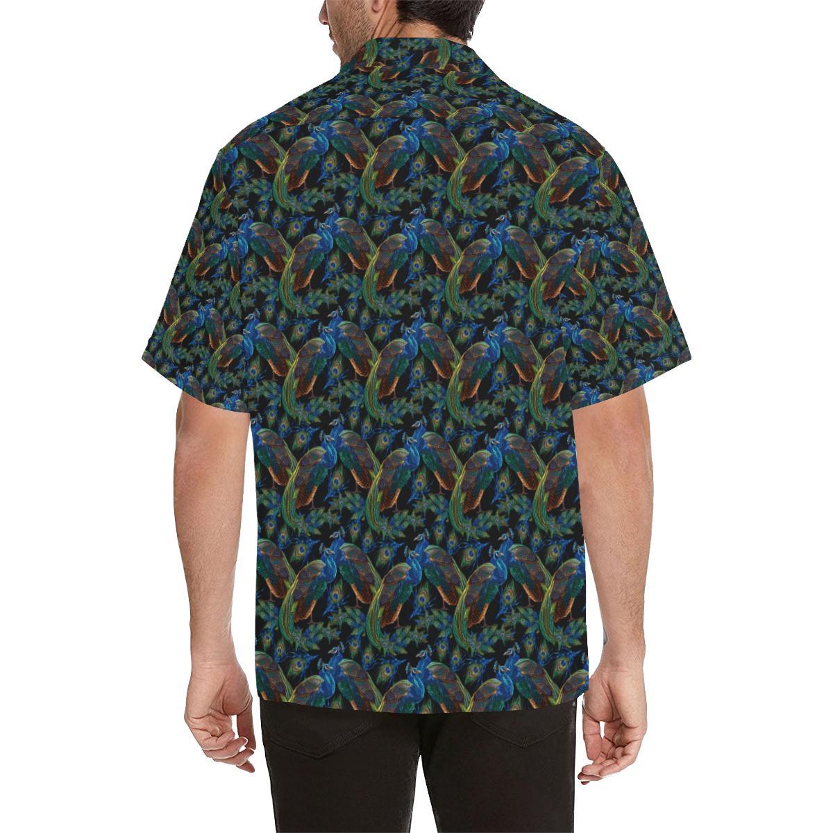 Peacock Themed Design Print Men Aloha Hawaiian Shirt