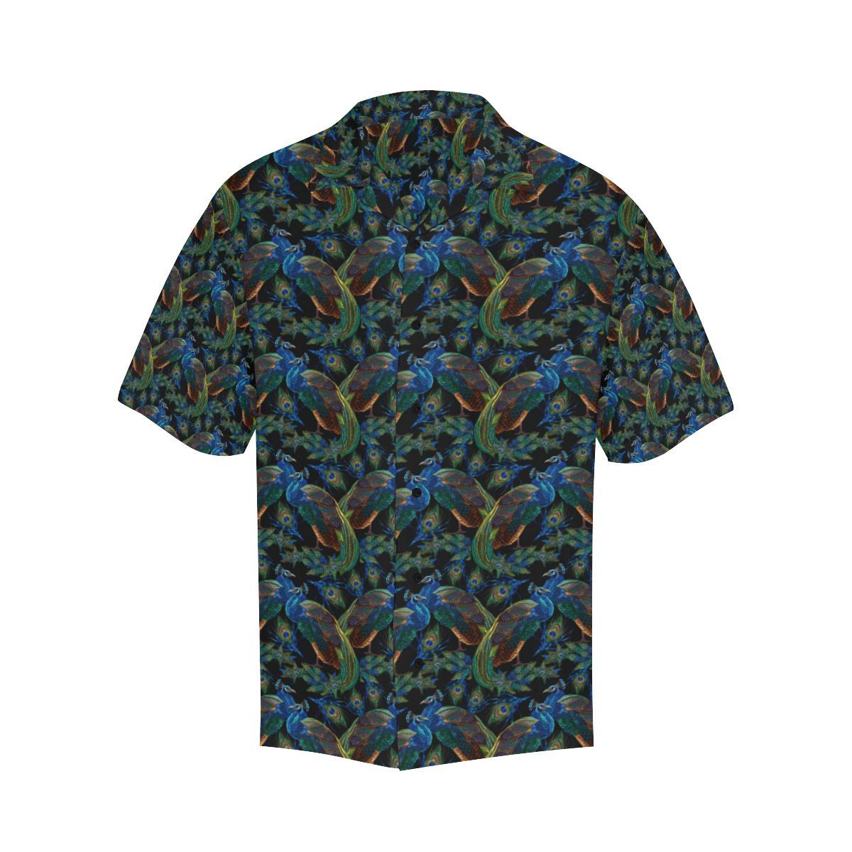 Peacock Themed Design Print Men Aloha Hawaiian Shirt