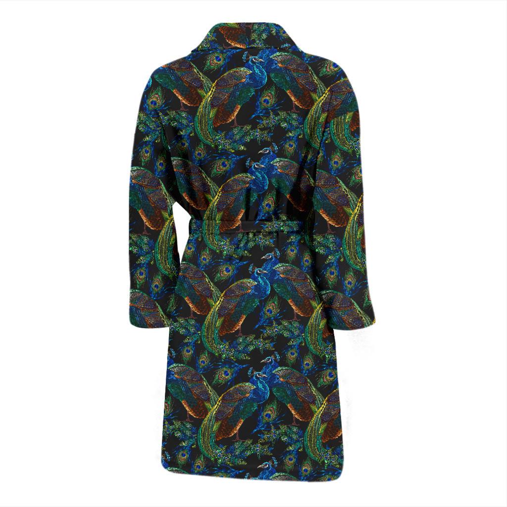 Peacock Themed Design Print Men Bath Robe-JTAMIGO.COM
