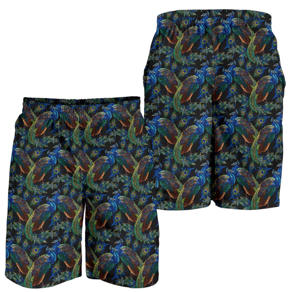 Peacock Themed Design Print Mens Shorts-JTAMIGO.COM