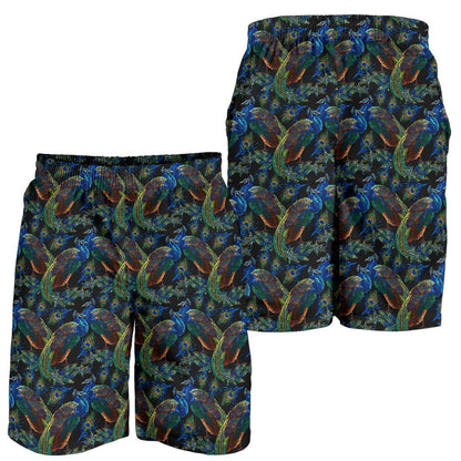 Peacock Themed Design Print Mens Shorts-JTAMIGO.COM