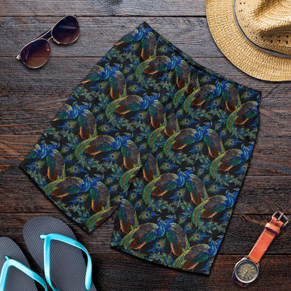 Peacock Themed Design Print Mens Shorts-JTAMIGO.COM