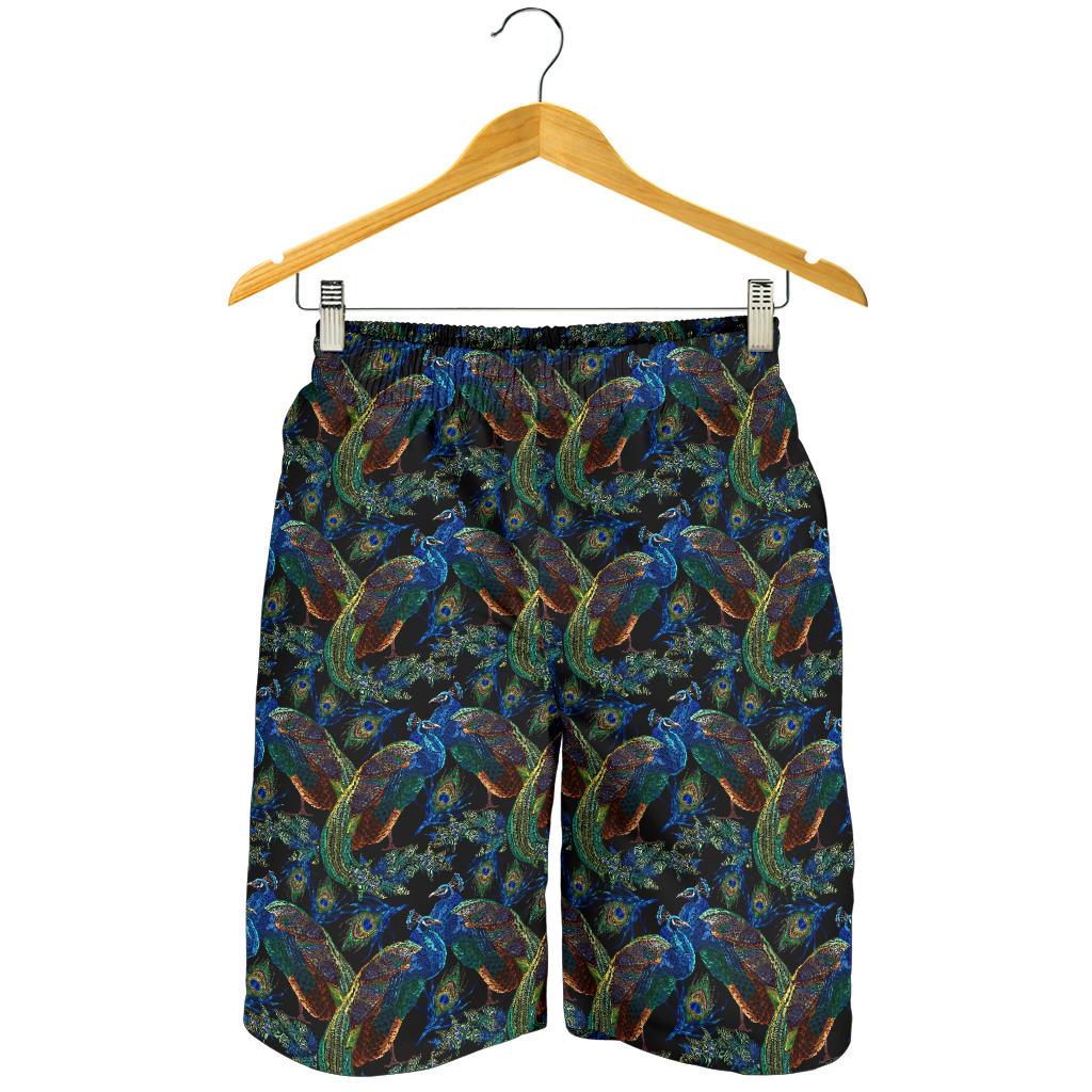 Peacock Themed Design Print Mens Shorts-JTAMIGO.COM