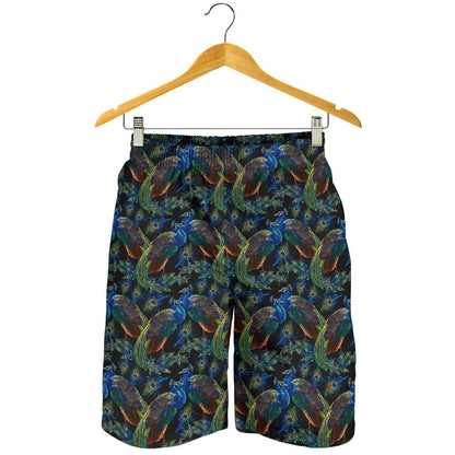 Peacock Themed Design Print Mens Shorts-JTAMIGO.COM