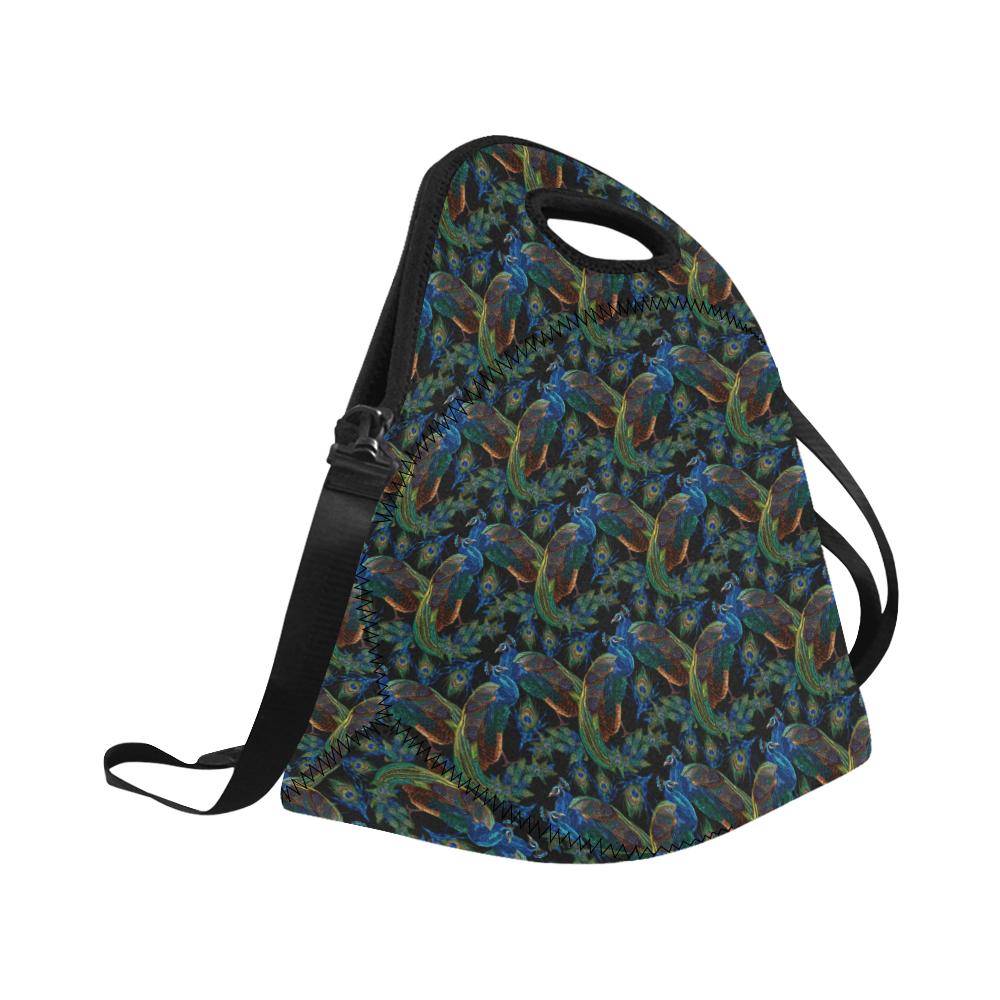 Peacock Themed Design Print Neoprene Lunch Bag (Model 1669)(Large)-JTAMIGO.COM