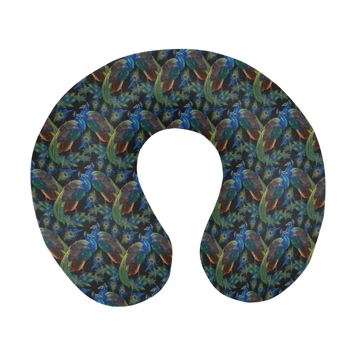 Peacock Themed Design Print U-Shaped Travel Neck Pillow-JTAMIGO.COM