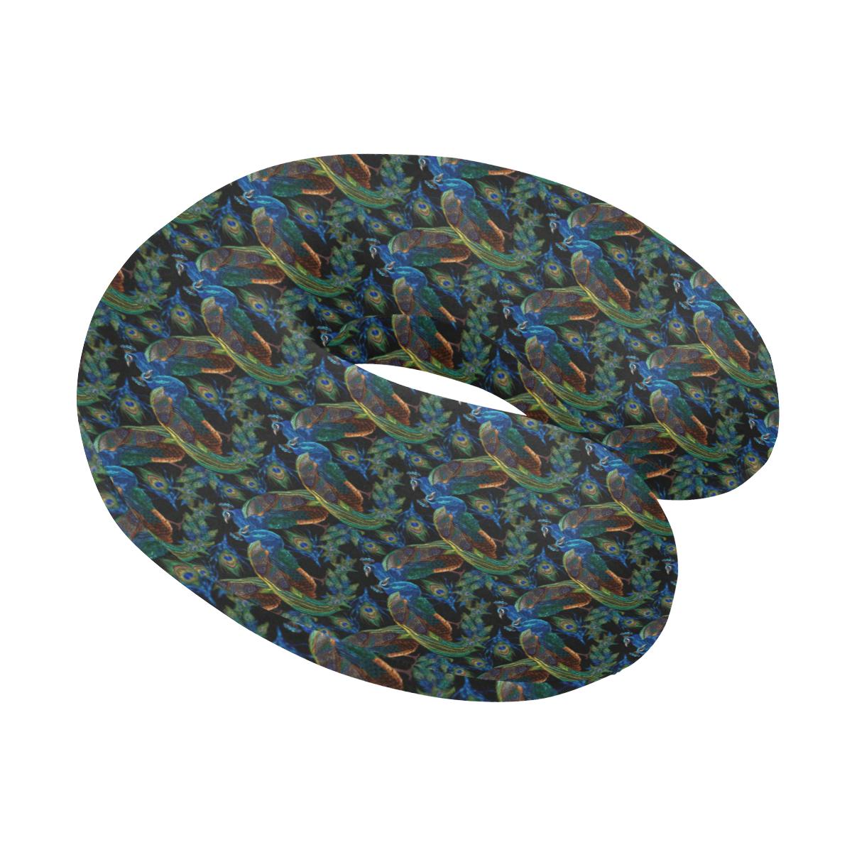 Peacock Themed Design Print U-Shaped Travel Neck Pillow-JTAMIGO.COM