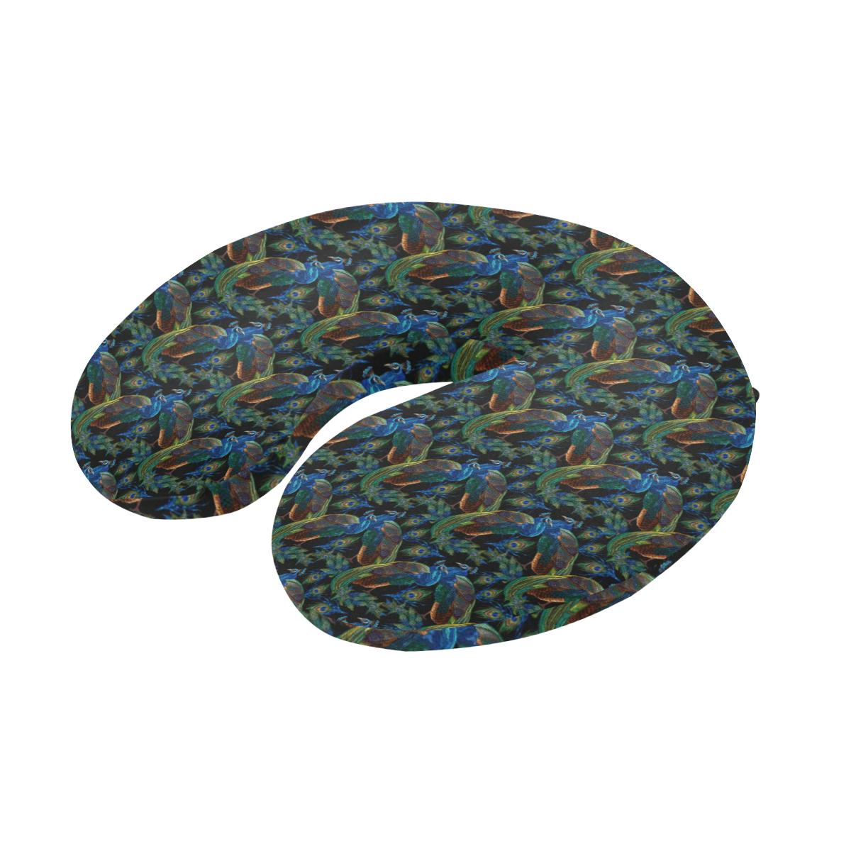 Peacock Themed Design Print U-Shaped Travel Neck Pillow-JTAMIGO.COM