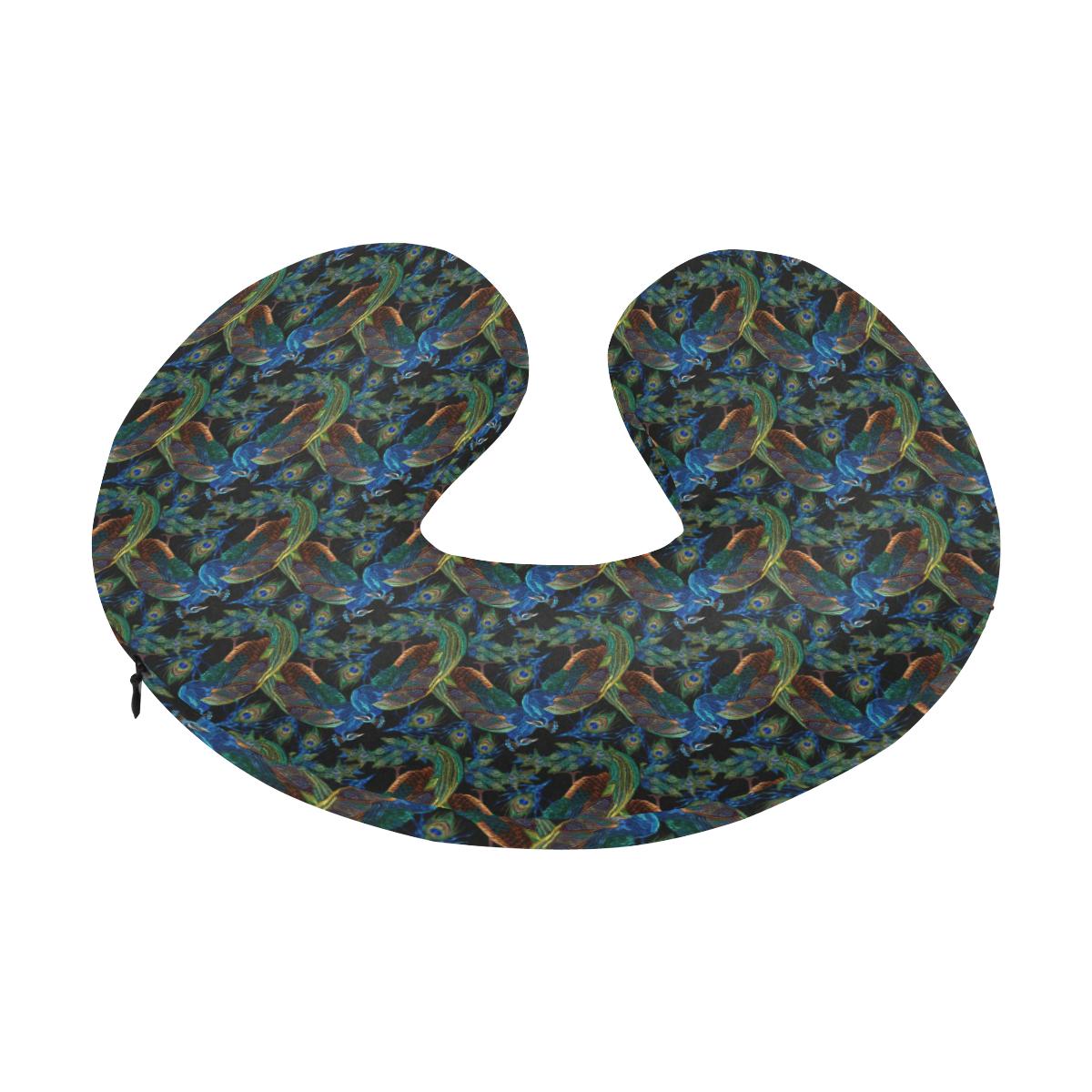 Peacock Themed Design Print U-Shaped Travel Neck Pillow-JTAMIGO.COM