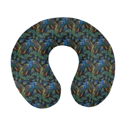 Peacock Themed Design Print U-Shaped Travel Neck Pillow-JTAMIGO.COM