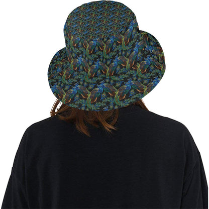 Peacock Themed Design Print Unisex Bucket Hat