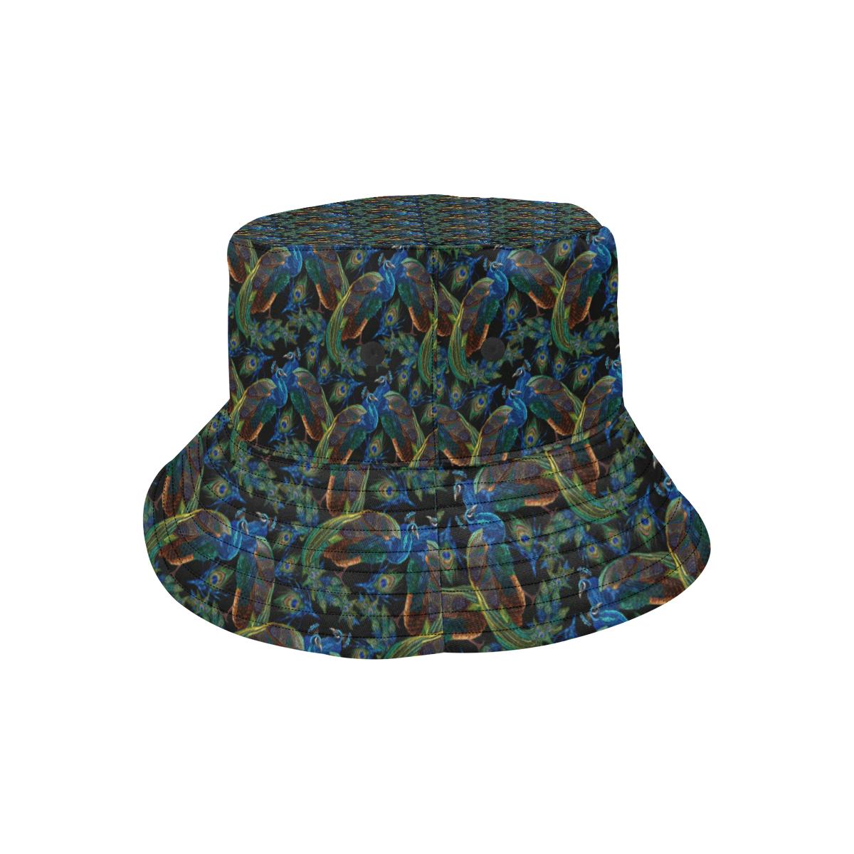 Peacock Themed Design Print Unisex Bucket Hat