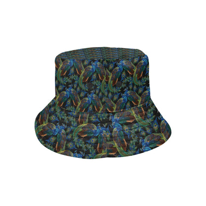 Peacock Themed Design Print Unisex Bucket Hat