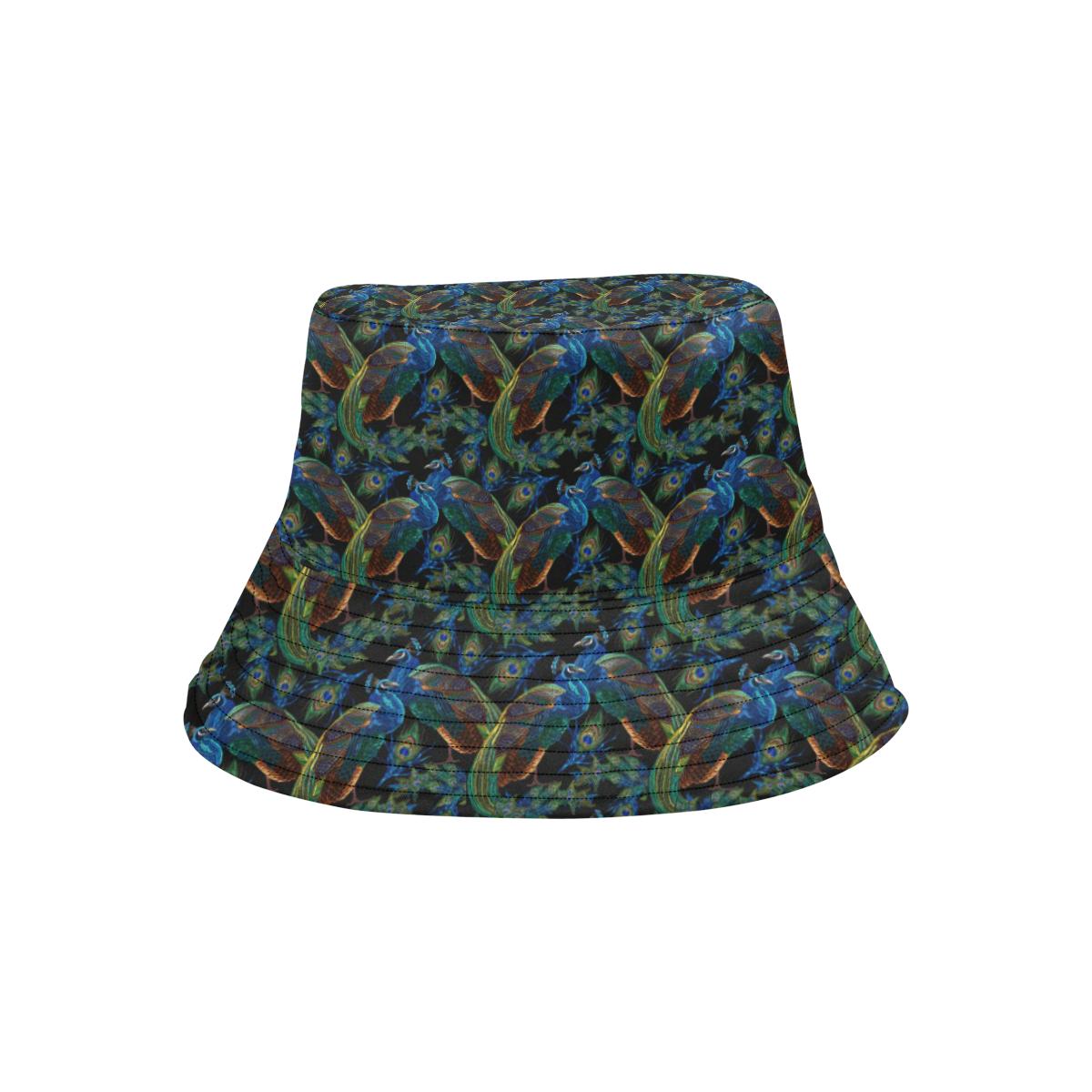 Peacock Themed Design Print Unisex Bucket Hat