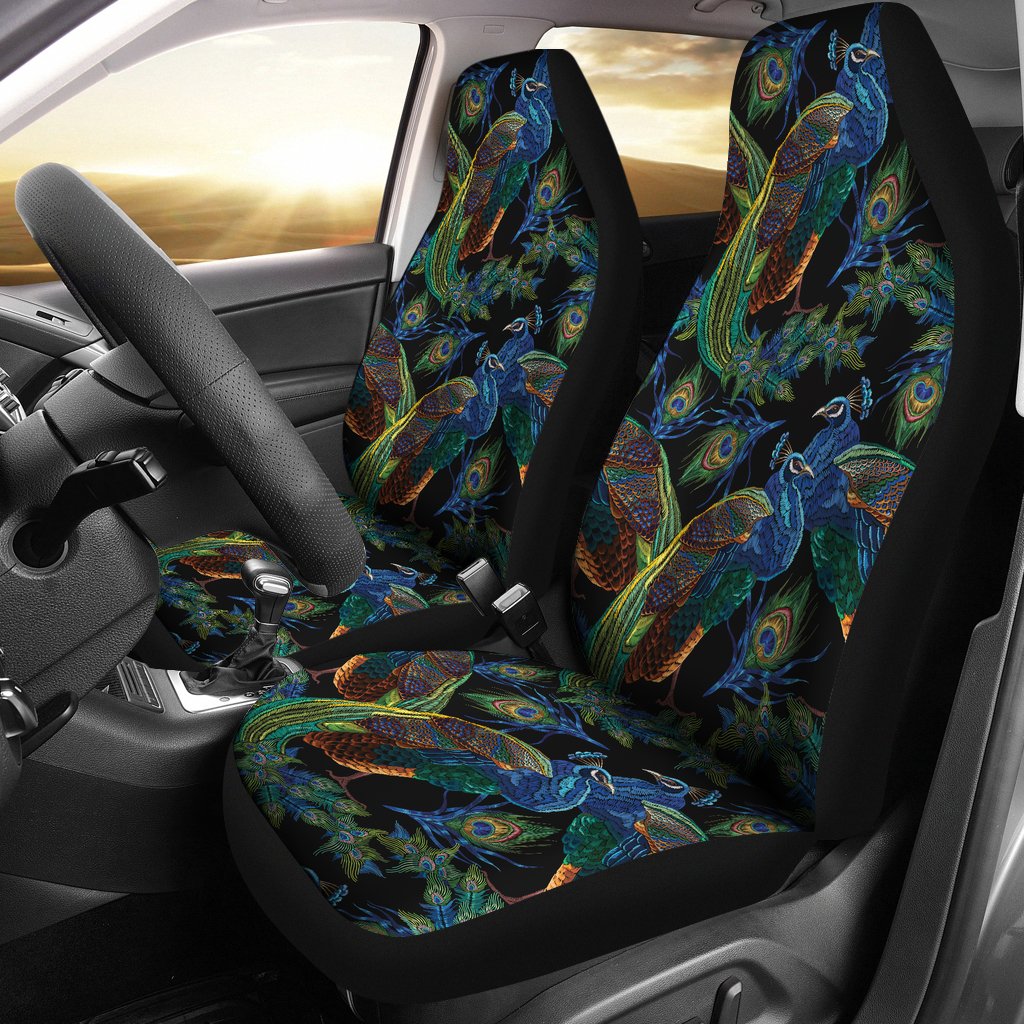 Peacock Themed Design Print Universal Fit Car Seat Covers