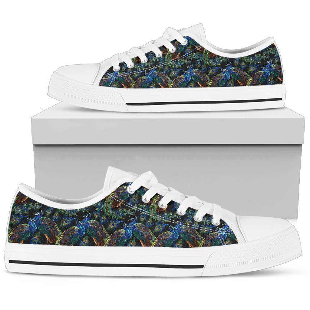 Peacock Themed Design Print Women Low Top Shoes-JTAMIGO.COM