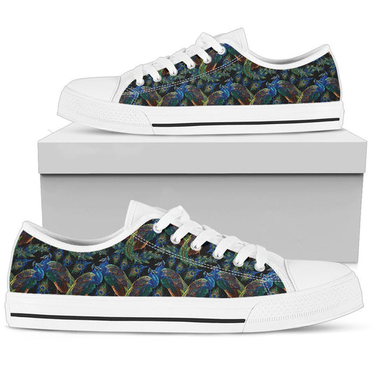 Peacock Themed Design Print Women Low Top Shoes-JTAMIGO.COM