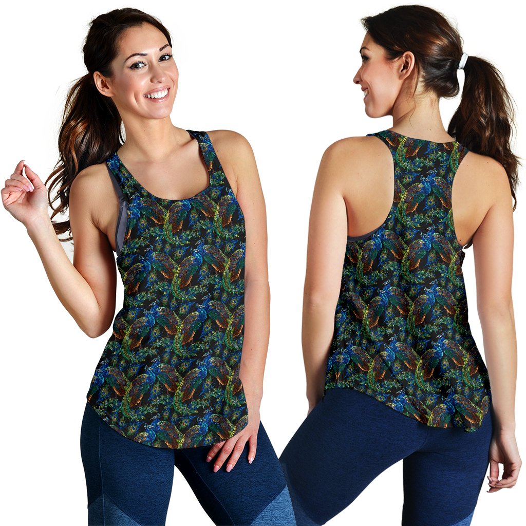Peacock Themed Design Print Women Racerback Tank Top