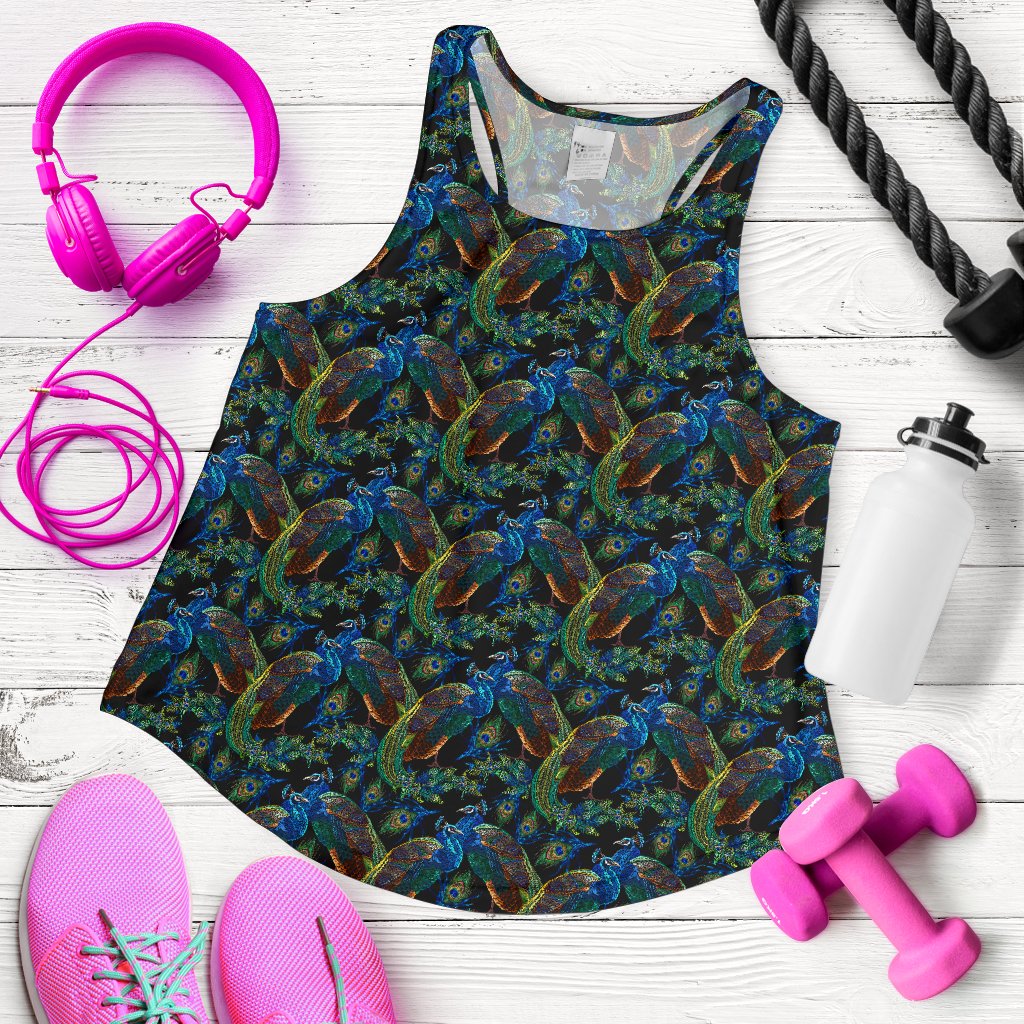 Peacock Themed Design Print Women Racerback Tank Top